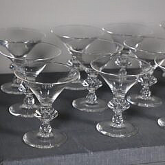 Set of Twelve Signed Steuben Bubble in the Stem Martini or Dessert Glasses