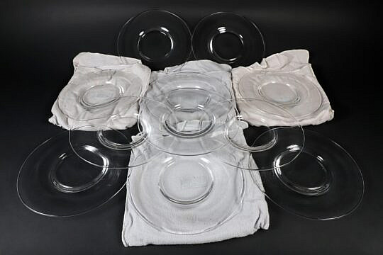 Set of Eleven Steuben Glass Plates with Dust Bags