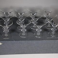 Set of Twelve Signed Steuben Bubble in the Stem Martini or Dessert Glasses