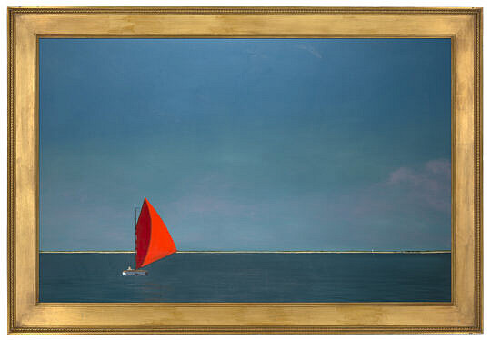 Robert Stark Jr. (1933-2014) Large Oil on Canvas "Nantucket Red Sailboat"