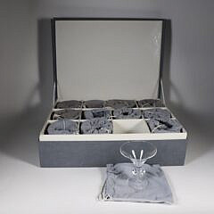 Set of Twelve Signed Steuben Bubble in the Stem Martini or Dessert Glasses