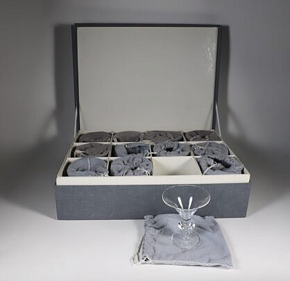 Set of Twelve Signed Steuben Bubble in the Stem Martini or Dessert Glasses