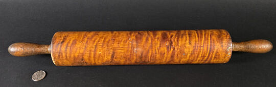 Antique American Solid Tiger Maple Rolling Pin