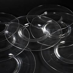 Set of Eleven Steuben Glass Plates with Dust Bags