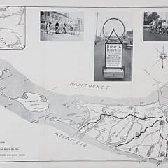 Vintage 1940s Whimsical Nantucket Island Young’s Bicycle Shop Map