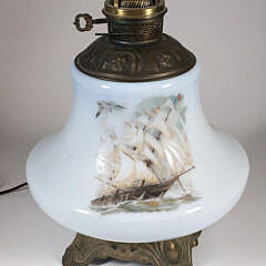 Vintage "Clipper Ship" Milk Glass Lamp Base