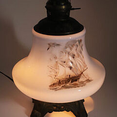 Vintage “Clipper Ship” Milk Glass Lamp Base