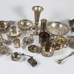 Group of 24 Pieces of Hallmarked Sterling Silver Comprising of Porringer, Bowls, and Plates, etc.