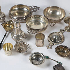 Group of 24 Pieces of Hallmarked Sterling Silver Comprising of Porringer, Bowls, and Plates, etc.