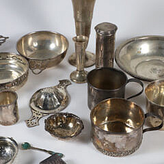 Group of 24 Pieces of Hallmarked Sterling Silver Comprising of Porringer, Bowls, and Plates, etc.