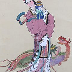 Scroll Painting Depicting Xiwangmu or Queen Mother of the West with a Phoenix