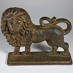 Gilt Cast Iron Lion Doorstop