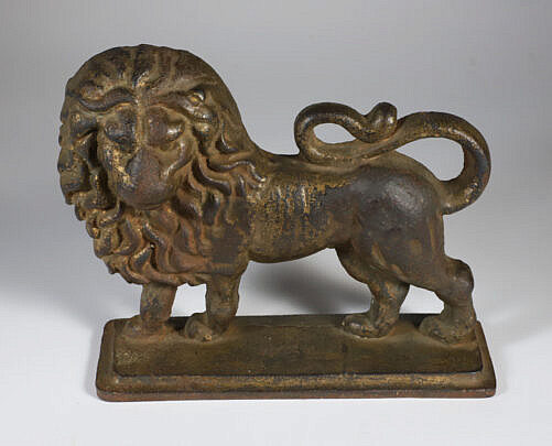 Gilt Cast Iron Lion Doorstop