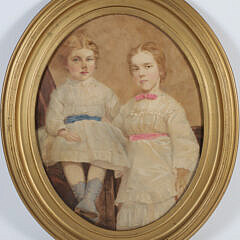 Watercolor "Portrait of the Wyck Sisters", 19th Century