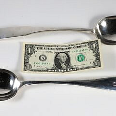 Two Large Silver Serving Spoons, Late 18th/Early 19th Century