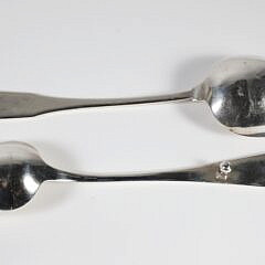 Two Large Silver Serving Spoons, Late 18th/Early 19th Century