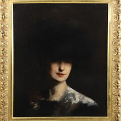 Oil on Canvas Portrait of a Lady in the Dark
