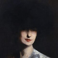 Oil on Canvas Portrait of a Lady in the Dark