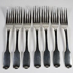 Set of 7 William IV Irish Sterling Silver Forks, 1835