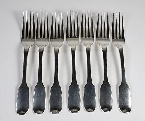Set of 7 William IV Irish Sterling Silver Forks, 1835