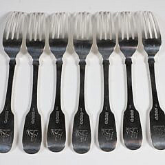 Set of 7 William IV Irish Sterling Silver Forks, 1835