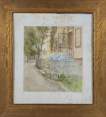 J.B. Reid Watercolor "Nantucket Street Scene"
