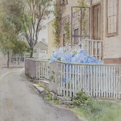 J.B. Reid Watercolor “Nantucket Street Scene”