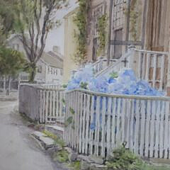 J.B. Reid Watercolor “Nantucket Street Scene”