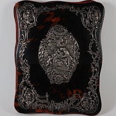 Repousse Silver on Antique Tortoiseshell and Leather Letter Holder or Binder, 19th Century