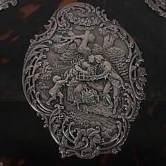 Repousse Silver on Antique Tortoiseshell and Leather Letter Holder or Binder, 19th Century