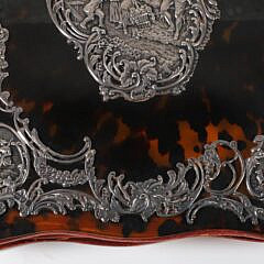 Repousse Silver on Antique Tortoiseshell and Leather Letter Holder or Binder, 19th Century