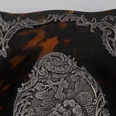 Repousse Silver on Antique Tortoiseshell and Leather Letter Holder or Binder, 19th Century