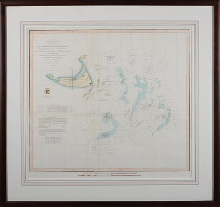 1853 Nantucket Map, Davis Shoal and Other Dangers by U.S. Coast Guard Survey Office
