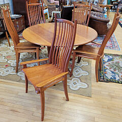 Stephen Swift Round Cherry Breakfast Table and Five High Back Low Armchairs