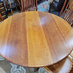 Stephen Swift Round Cherry Breakfast Table and Five High Back Low Armchairs