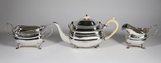 English George III Teapot, Creamer, and Sugar Bowl