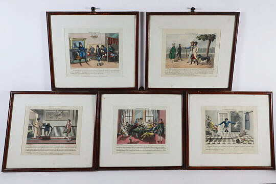 Set of 5 D.T. Egerton, Esq. Humorist Prints, circa 1823 London