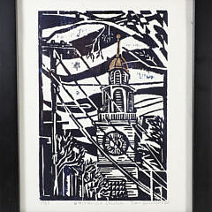 John Carruthors Artist Proof Wood Cut "Unitarian Church"