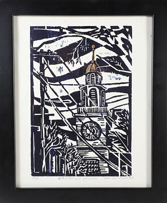 John Carruthors Artist Proof Wood Cut "Unitarian Church"