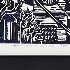 John Carruthors Artist Proof Wood Cut “Unitarian Church”