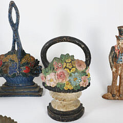 Collection of Five Antique and Vintage Doorstops and Native American Chief Bookends