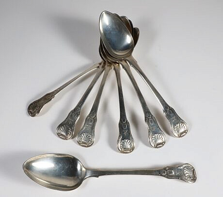 Seven George III Sterling Silver Tablespoons Mark of William Bateman, London 1817