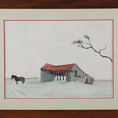 Doris and Richard Beer Watercolor "Horse and Barn"