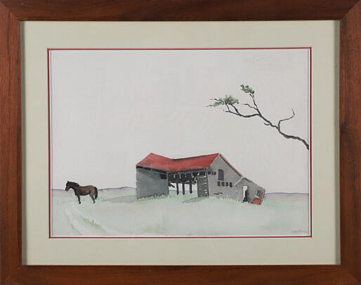 Doris and Richard Beer Watercolor "Horse and Barn"