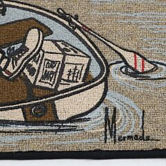 Vintage Painted Pictorial Sailor Machine Made Rug