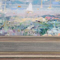 Isabelle Tuttle Oil on Canvas Board “Sailboats in Nantucket Harbor”