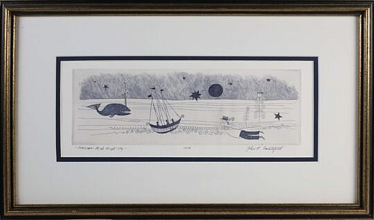 John Lochtefeld Limited Edition Etching "Seascape and Night Sky"