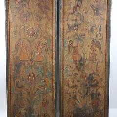 Pair of Antique Painted Panels Decorated with Angels, Doves and Foliage