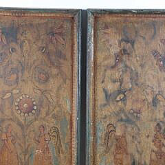 Pair of Antique Painted Panels Decorated with Angels, Doves and Foliage