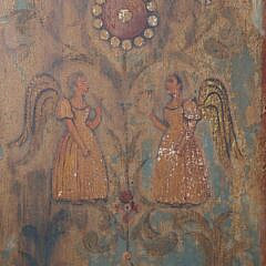 Pair of Antique Painted Panels Decorated with Angels, Doves and Foliage